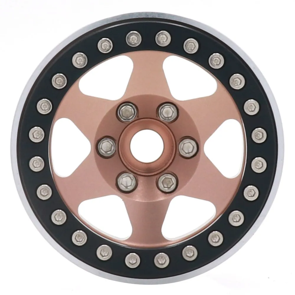 für 1/10 RC Crawler Axial RBX10 SCX10 90046 Capra 1.9 UTB TRX4 RedCat D90 Metall 6 Speichen 1,9 Zoll Beadlock Radnabe Felge