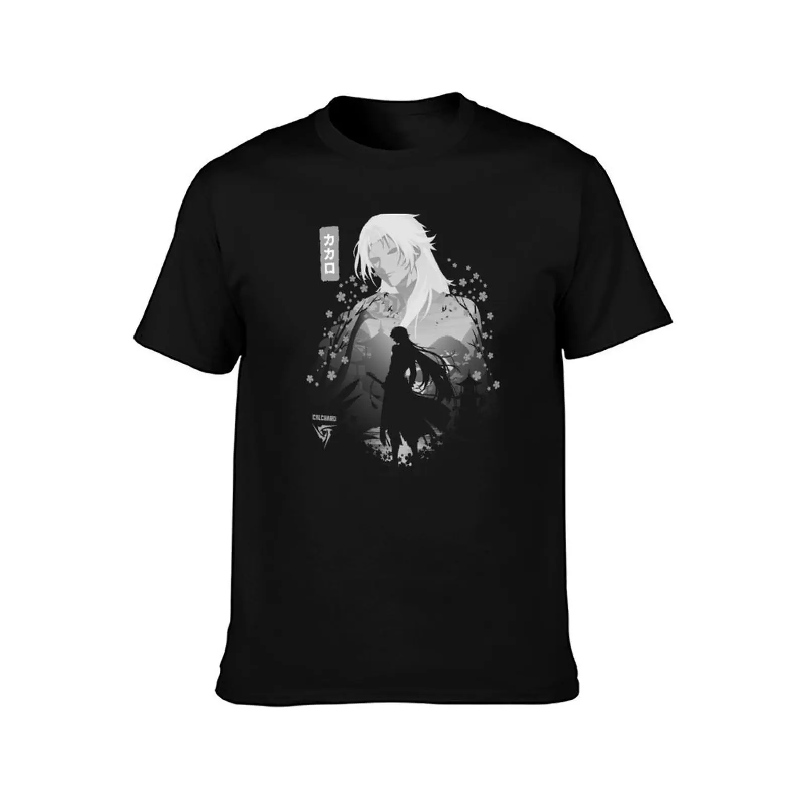 Calcharo Black Silhouette T-Shirt Plus Size Workout Short Sleeve Top