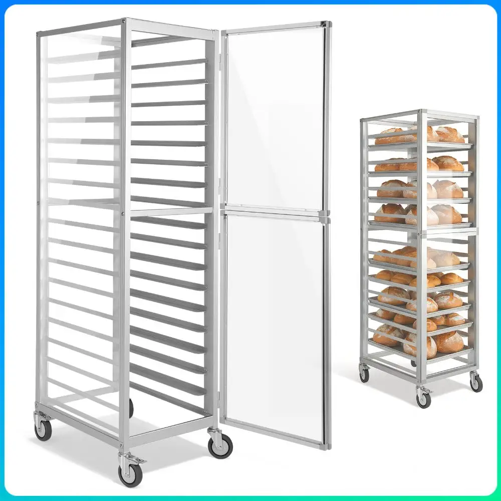 

18 Tiers Rolling Bakers Rack with Wheels Commercial Heavy Duty Bun Racks 18.5x24.6x70in NSF Listed for Kitchen Home Bread Baking