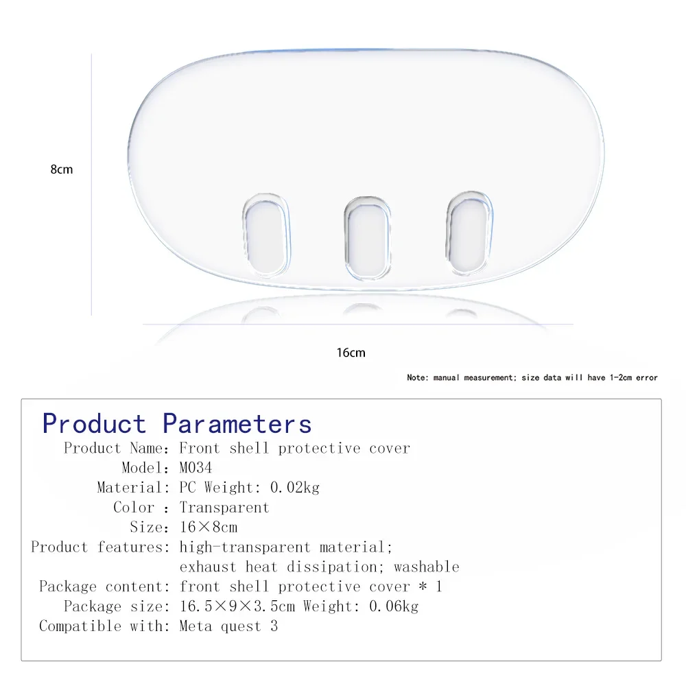 Transparent Protective Cover For Quest 3 Helmet Front Cover Cooling Breathable VR Accessories For Meta Quest 3 Protective Cover