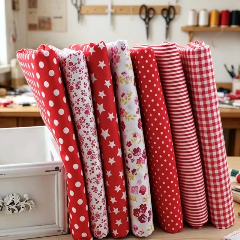Paquetes de Tela de Algodón con Parches de 7 Colores Surtidos, Tela para Manualidades, Costura, Acolchado, Ropa de Cama, Vestidos, Decoración del Hogar