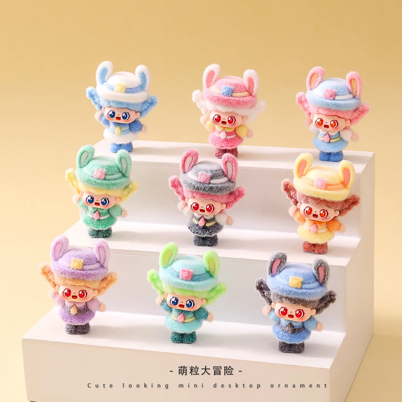 

9pcs/Set Cute Flocking Rabbit Cute Mini Figurine Desktop Decoration Model Ornaments Chinese Girl Figure Home Decoration