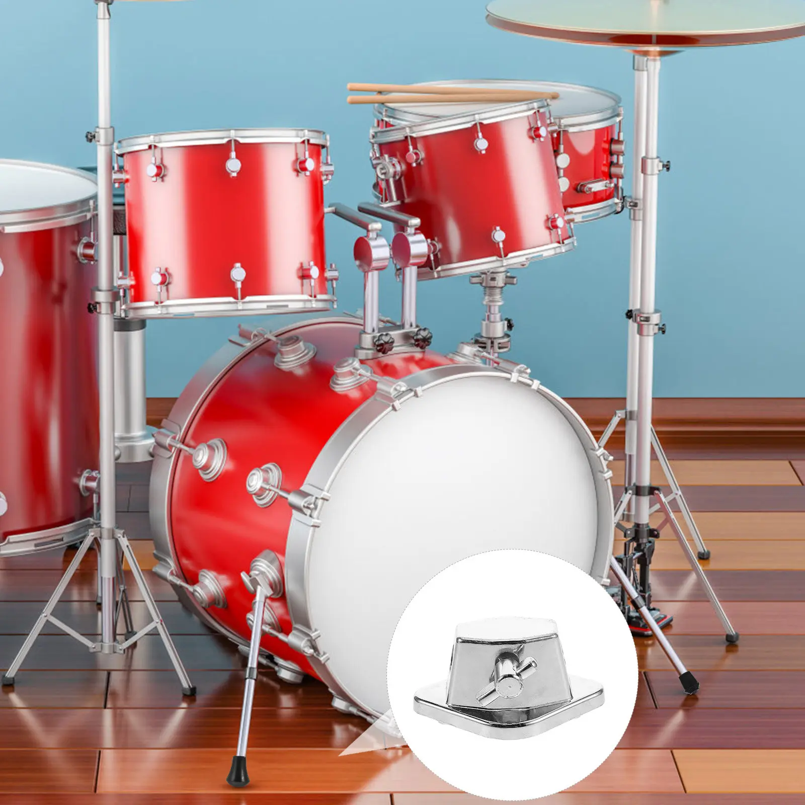 Drum Bass Head Kit Legs Feet Silver Base Hardware Brackets Floor and Mounts