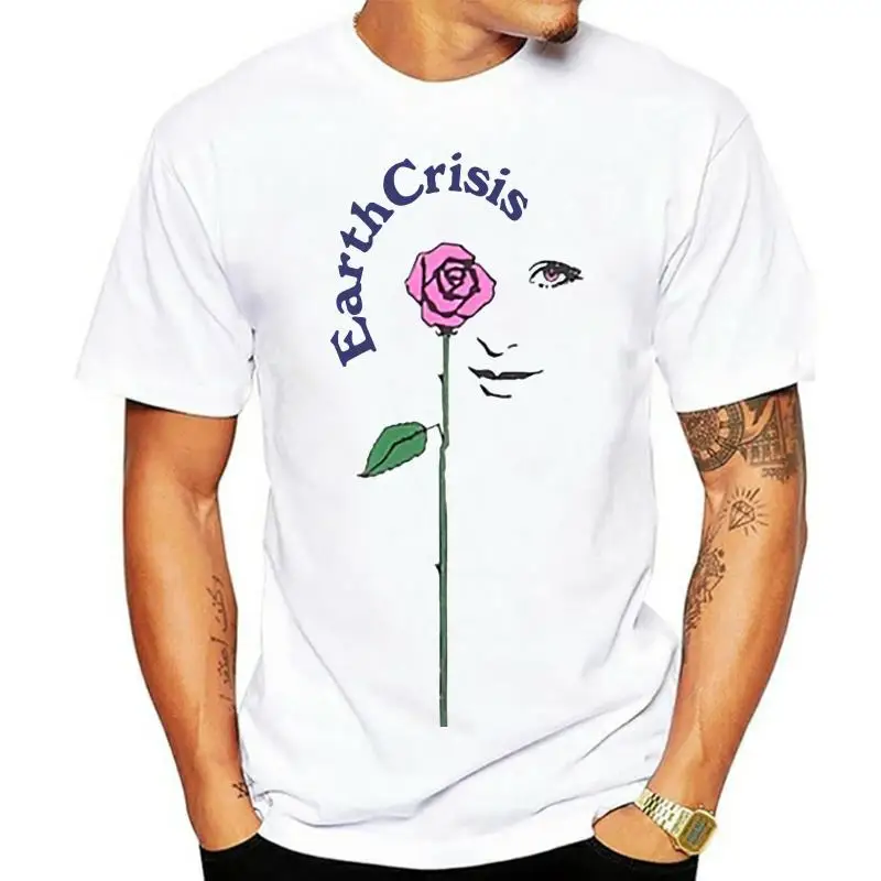 Camiseta con estampado Vintage de Noé Nyc Earth Crisis, camisa clásica con logotipo de núcleo cruzado, flor Rosa Floral, Cdg