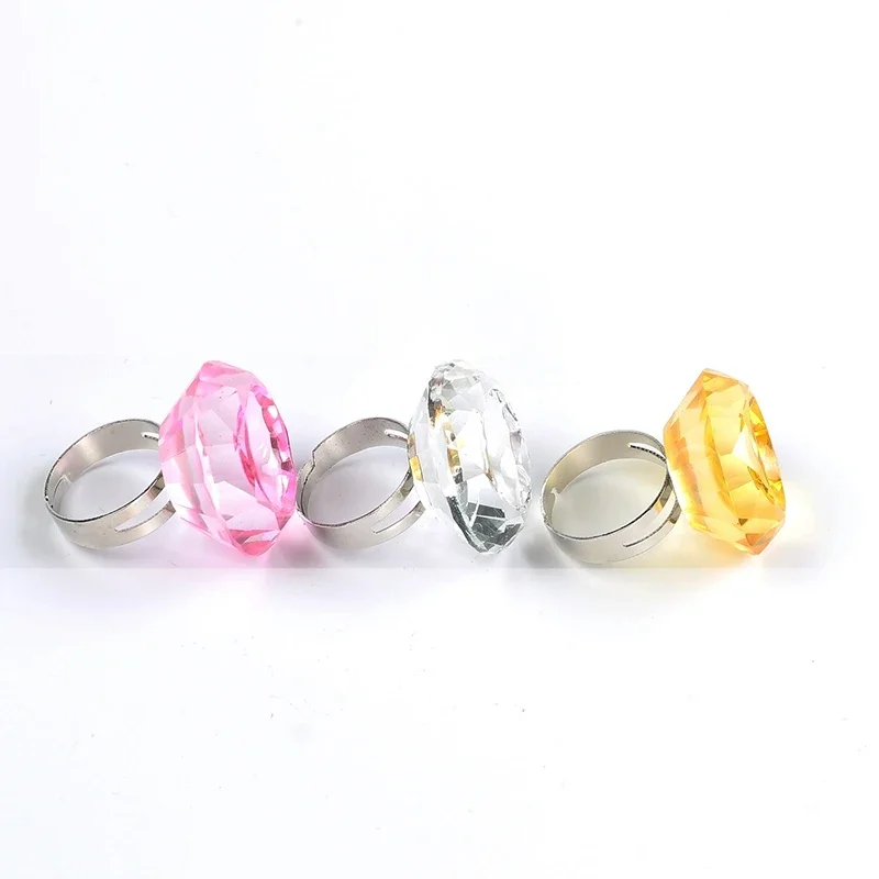 3Pcs New Mosaic Crystal Rings Pigment Cup Big Diamond Ring Cup Eyelash Glue Tray Pattern Embroidery Semi Permanent Material