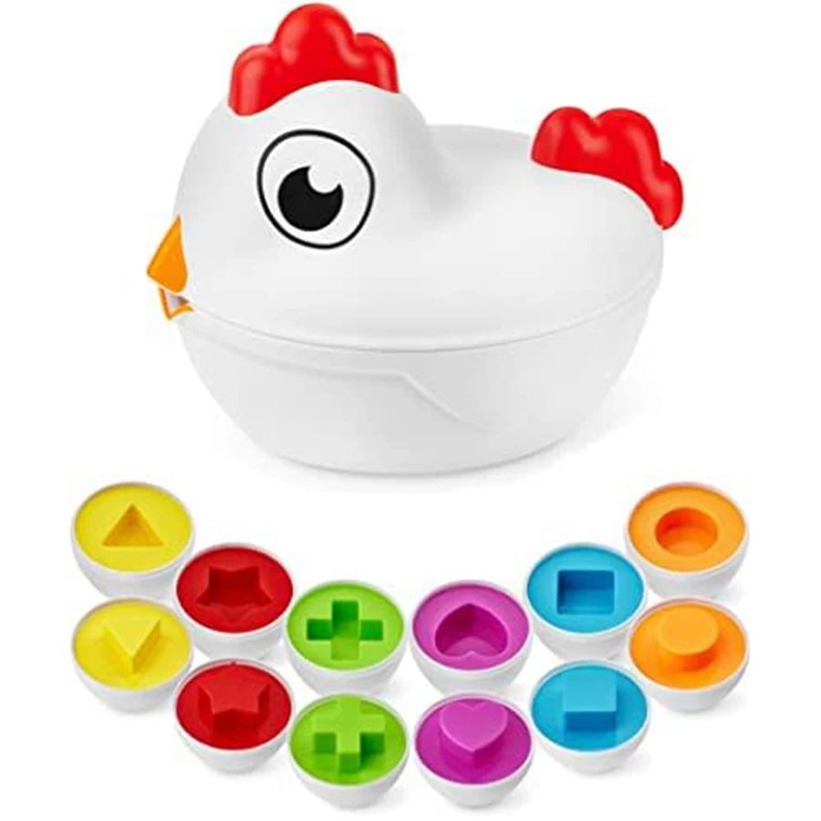Игрушки в форме курицы, пасхальные яйца для малышей, сочетающиеся цвета игрушки в форме игры, сортировщик с 6 яйцами для малышей, детские развивающие игрушки Монтессори