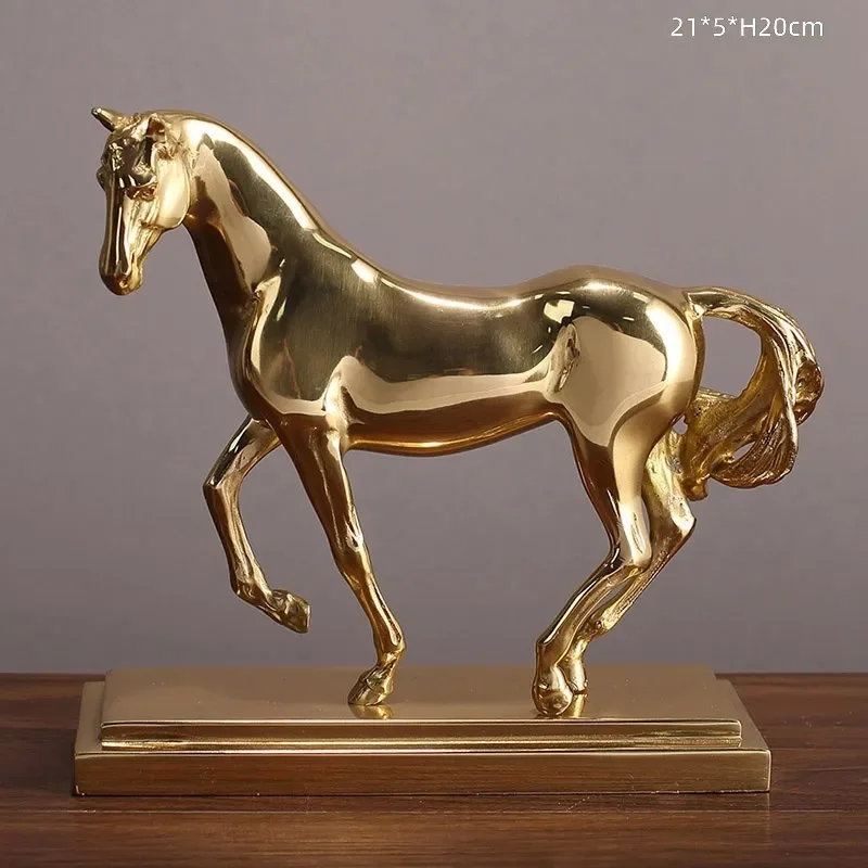 Polished Brass Horse Statue Metal Sculpture Handmade Design Gold Interior Home Decor Brass Craft for Living Room Office Gift