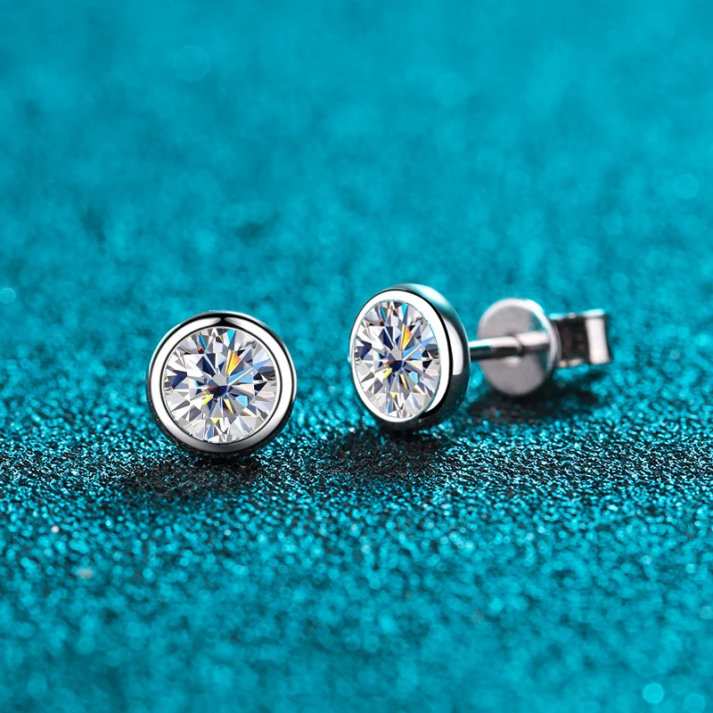 KNOBSPIN 1ct D Color Moissanite Earring 925 Sterling Sliver Plated White Gold Ear Stud Wedding Engagement Earrings For Women