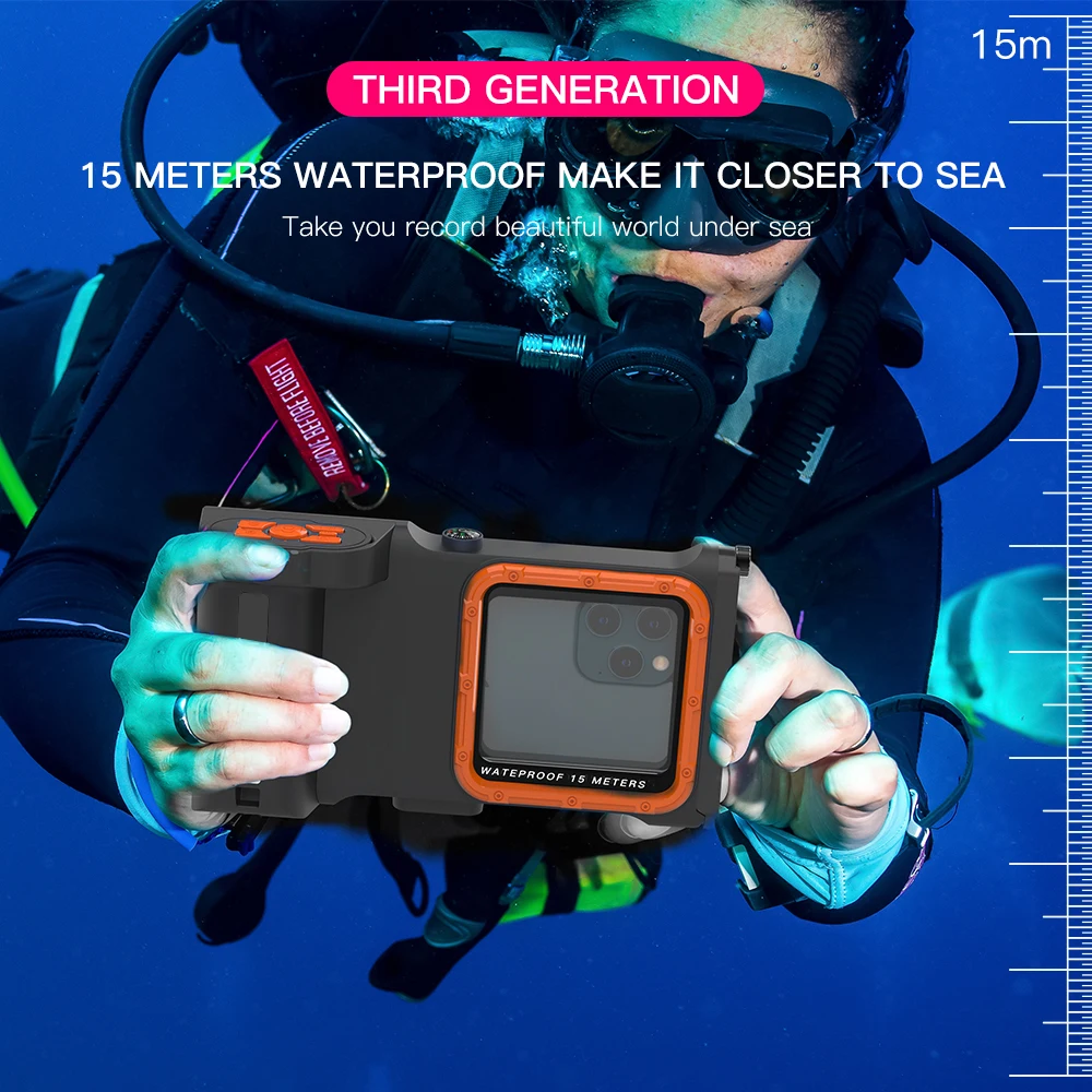 3ND Bluetooth Waterproof Case for Samsung, Huawei, Xiaomi, Oneplus, iPhone Diving Underwater Swim, General Size,15 Meter Deepth