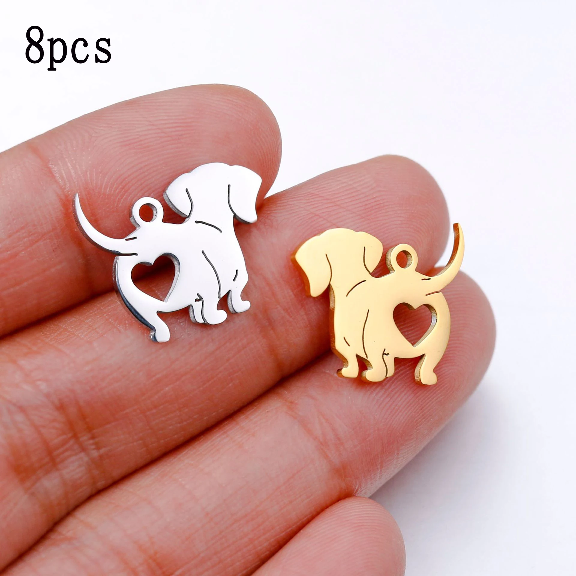 

8pcs 14*17mm Geometry Stainless Steel Charms cute dog Pendant for Diy Making Necklace Bracelet Pendant Jewelry Accessories