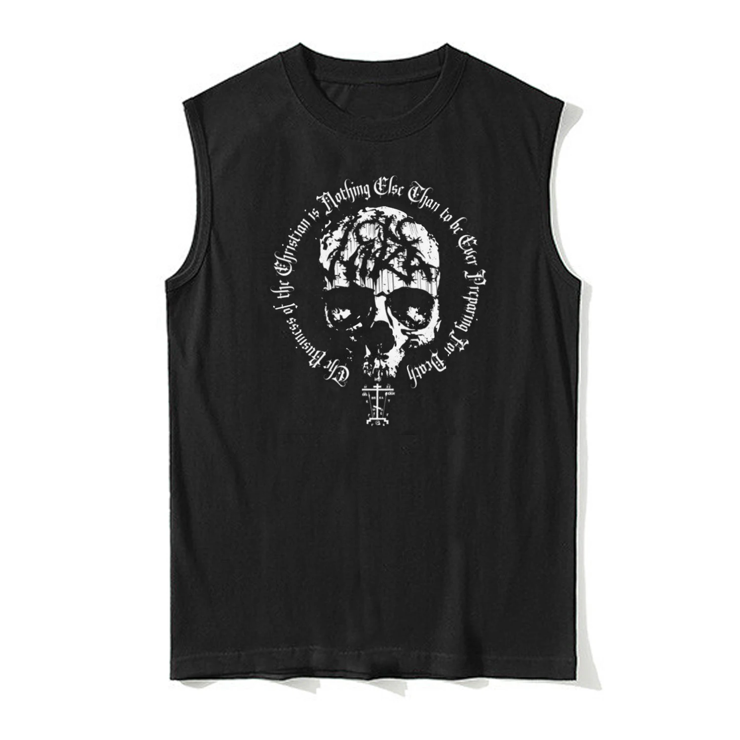 Prepare for Death Eastern Orthodox Golgotha Cross Skull Tank Top 100% Cotton O-Neck Casual Mens Vest Sleeveless Tee Streetwear