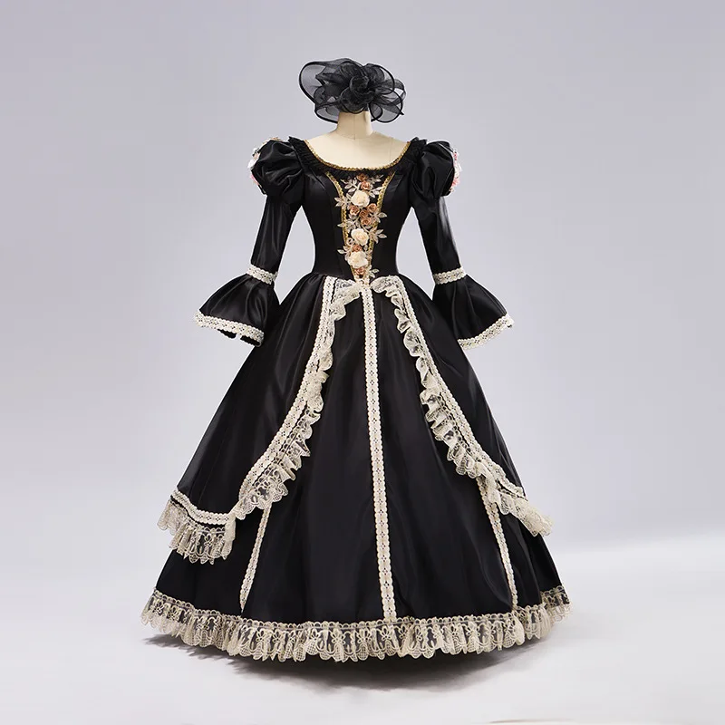 

European Medieval Vintage Court Dress Long Sleeve Stage Performance Spring Ball Dress Robes Bal De Promo Vestidos Fiesta De Lujo