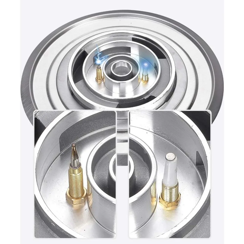 موقد غاز مدمج - موقد غاز من الزجاج المقسى باللون الأسود - دعم مقلاة حديد الزهر القوية - إشعال النبض الإلكتروني - لهب