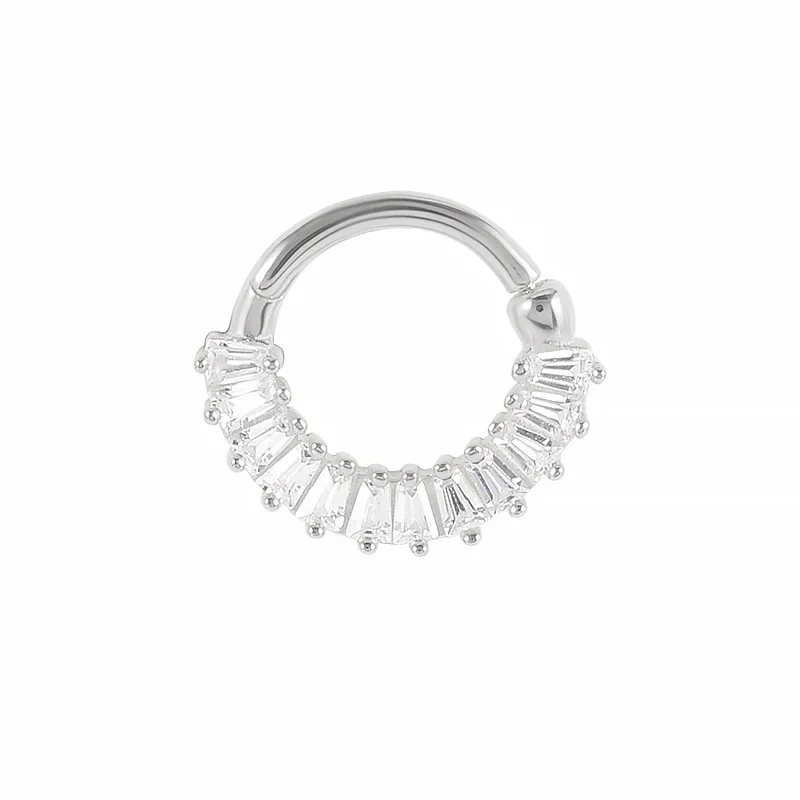 

VAL 1PC 925 Sterling Silver Dainty Zircon Pave Hoop Earrings For Women Gift Oval Crystal Mosaic Piercing Cartilage Hoop Jewelry