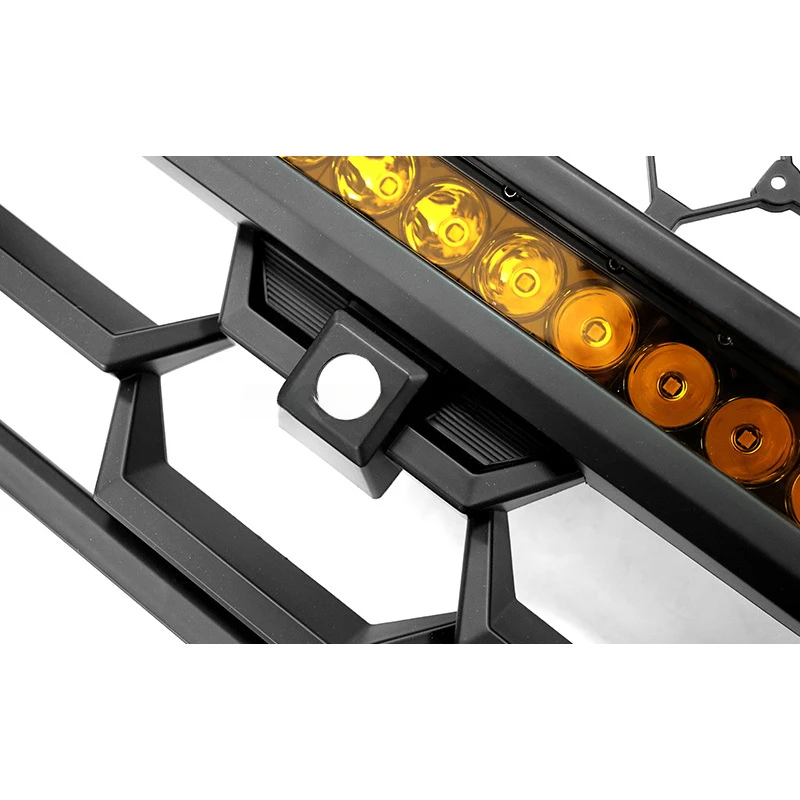 High Quality Front Bumper Mesh Grille With LED Bar And Amber Lights Fit 2024 Pickup Truck