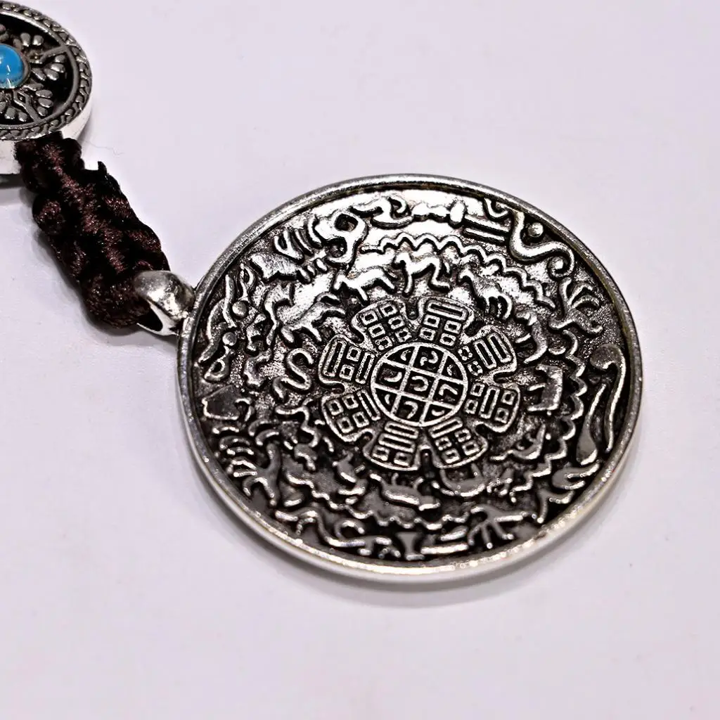 Eight-trigrams Car Hanging Copper Amulet Pendant Necklace Double Sided Ornament for Mindfulness and Luck