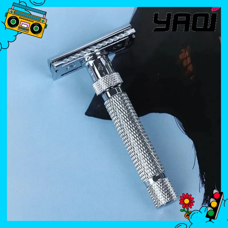 

Бритва для бороды Yaqi, регулируемая финальная резка, хромированная безопасная бритва, коллекционные предметы, подарок на день рождения для парня