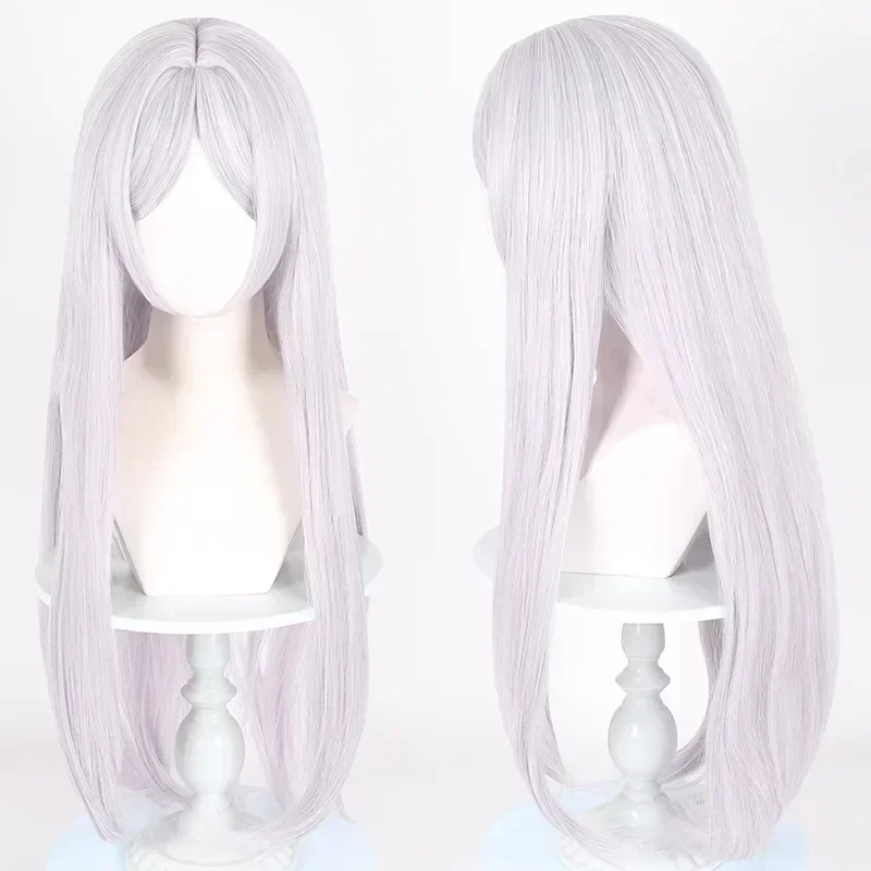

Frieren Cosplay Wig Sousou No Frieren Silver White Long Straight Synthetic Hair with Wig Cap for Anime Halloween Party