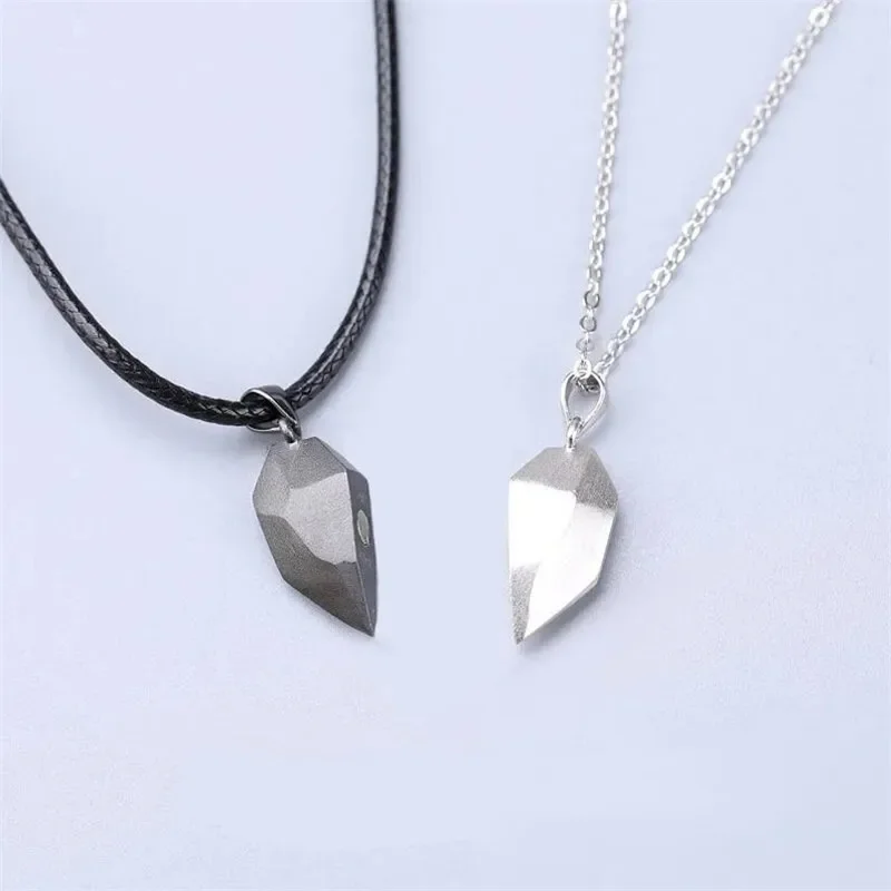 Magnetic Necklace for Women Men Love Versatile Couple Pendant Black-and-white Wishing Stone Couple Necklace Chain Jewelry