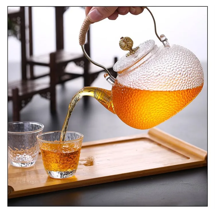 Resist High Temperature Glass Teapot Thicken and Filter Boil Large-capacity Hammer Copper  Lift The Beam Teapot.