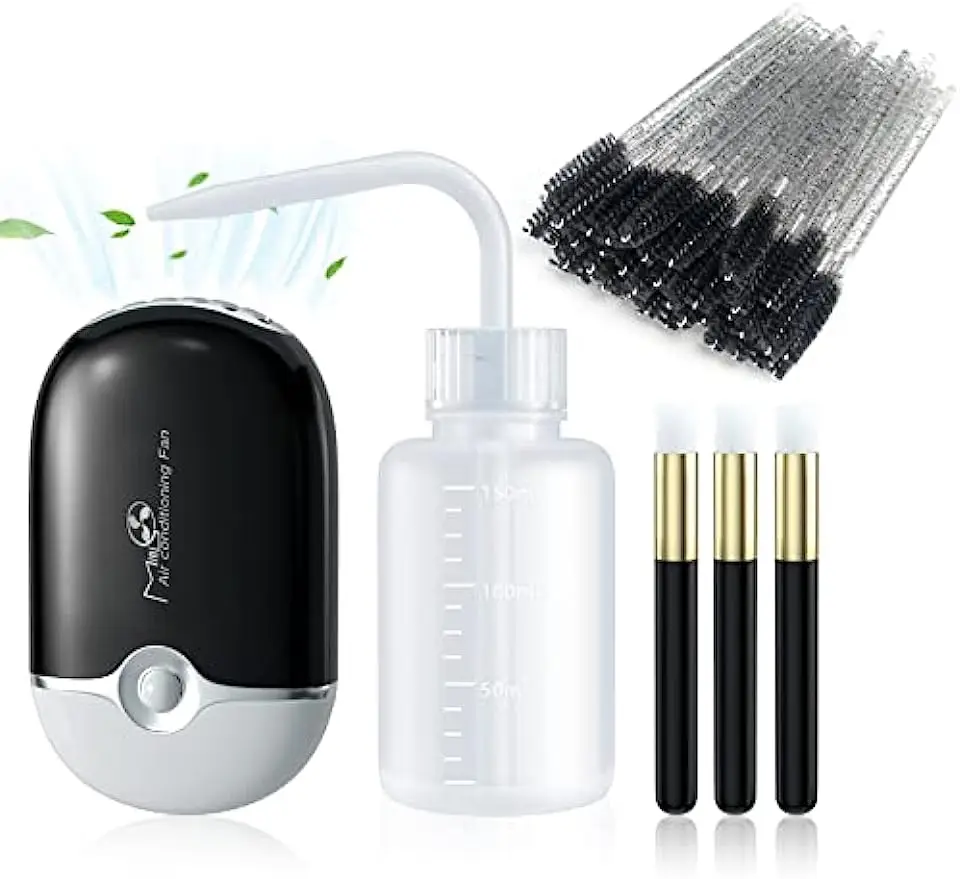 Lash Fan Eyelash Extension Supplies with USB Mini Portable Eyelash Dryer Shampoo Brush Mascara Brushes Plastic Wash Bottle