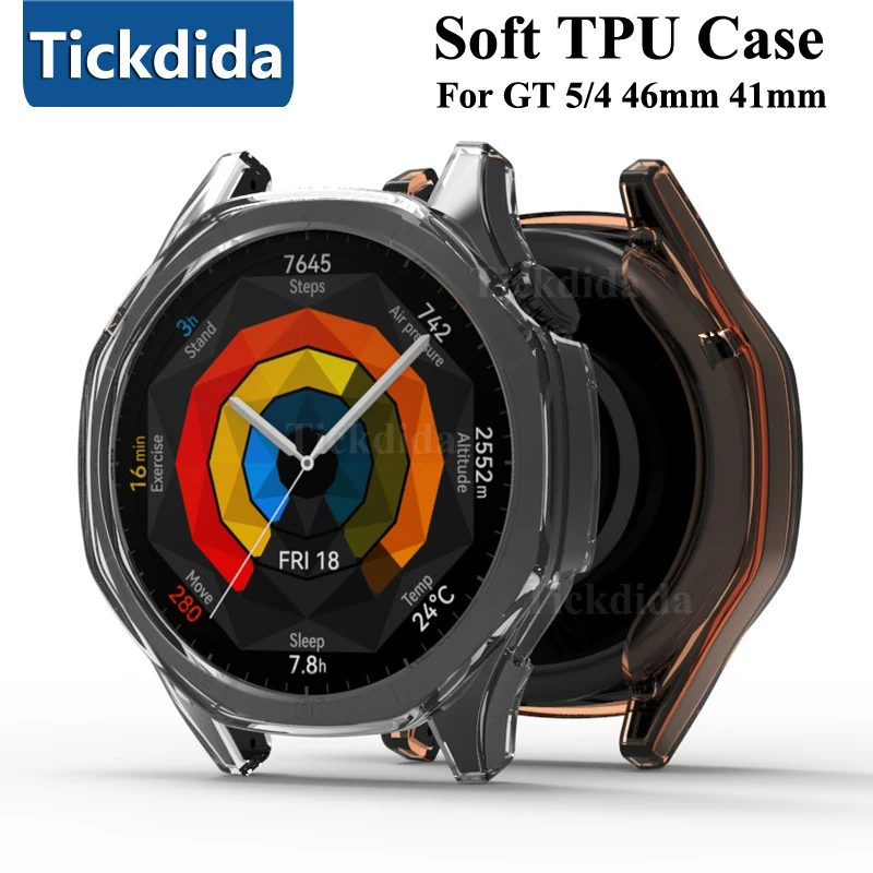 Silicone Case for Huawei Watch GT 5 4 46mm Smart Watch Protector Frame Soft Crystal TPU Case for Huawei GT 4 5 46mm 41mm Cover