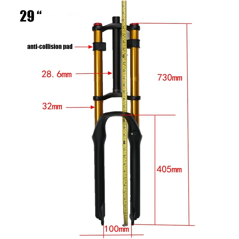 TAOZIK MTB e-Bike 26 27.5 ER 100 MM Quick Release Shock Absorb Air Suspension Double Layer Bicycle Fork