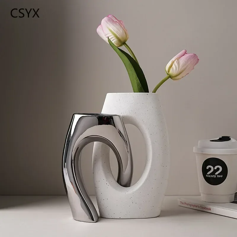 Innovative Uniquely-Shaped Ceramic Vase- Premium Elegance for Exquisite Flower Arrangement,Interior