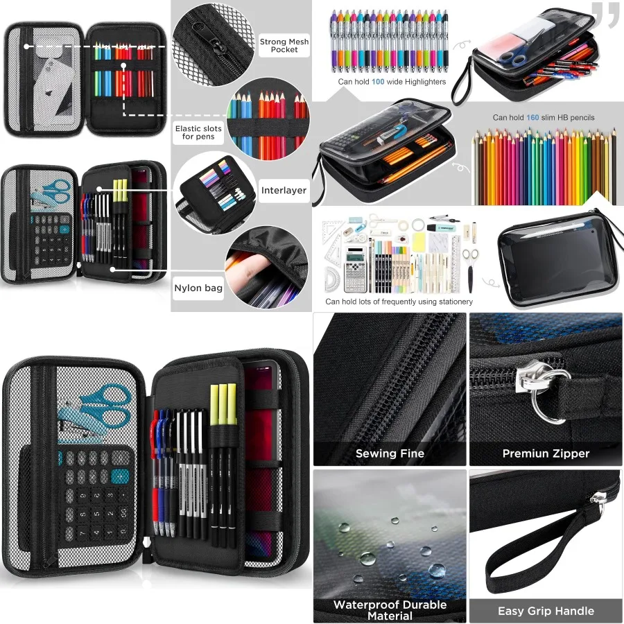 Big Capacity Storage Pouch for Marker Pens Pencil Case with Simple Design Compact Stationery Bag Box for Art Supplies and Sketc