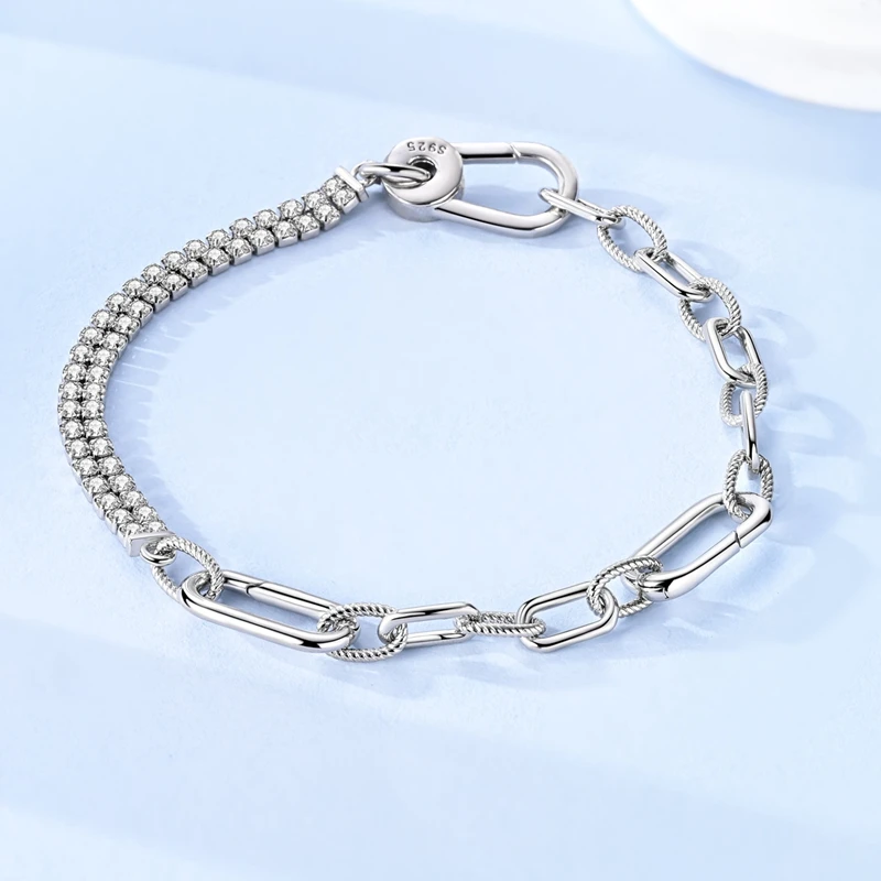 

925 Sterling Silver Charms Sparkling Universal Buckle Bracelet Fit Original Bracelet DIY Women Anniversary Jewelry Gifts