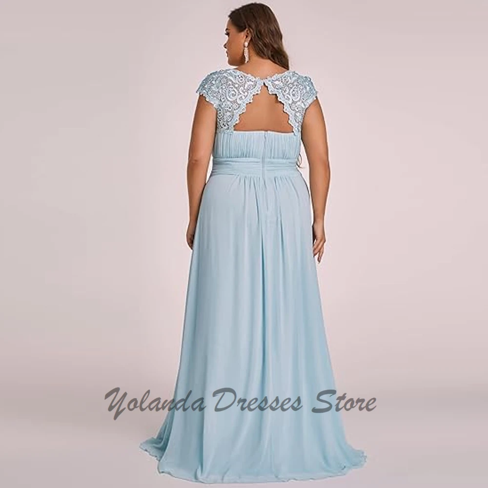 Customized Modern Plus Size Mother Of The Bride Scoop Neck Chiffon Formal Wedding Guest Dresses Floor Length Zipper Evening Gown