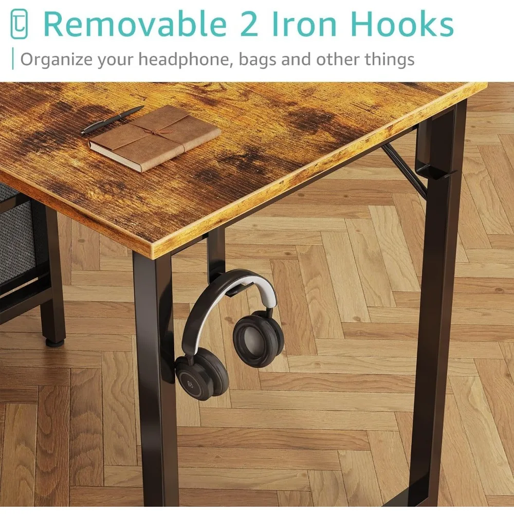 47 inch Computer Desk with 4 Drawers, Writing Work Study Desk for Home Office Bedroom, Modern Simple Student PC Desks