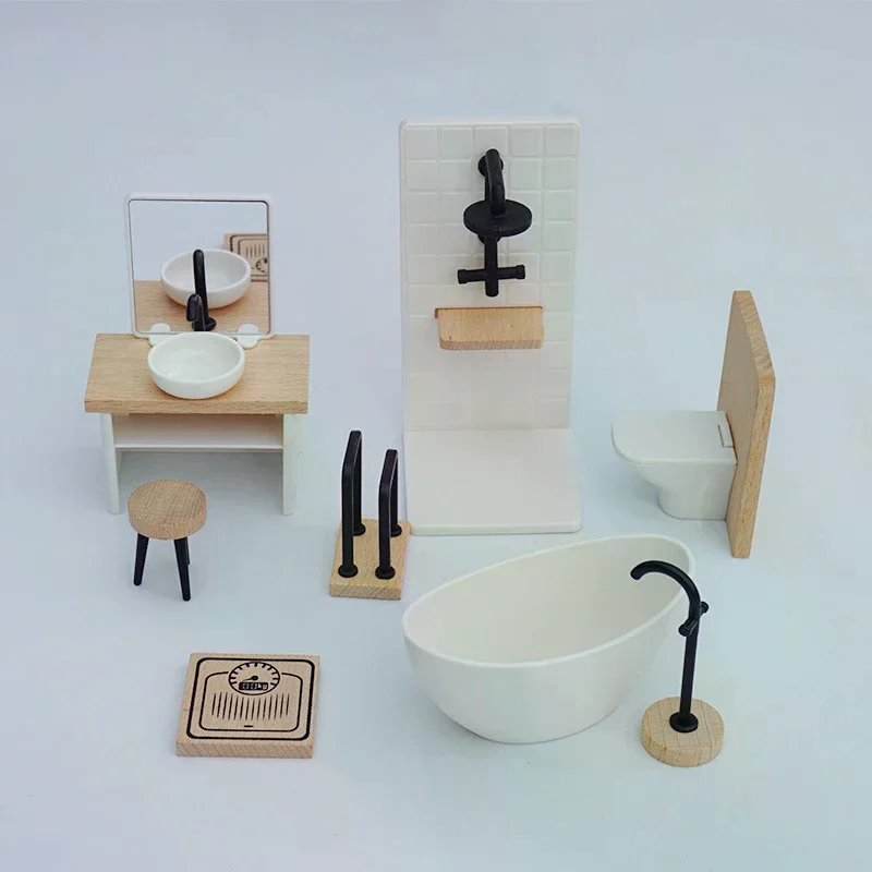 1/12 دمية محاكاة مغسلة حوض المرحاض نموذج دمية الحمام ديكور بيت الدمى أثاث مصغر اكسسوارات #4