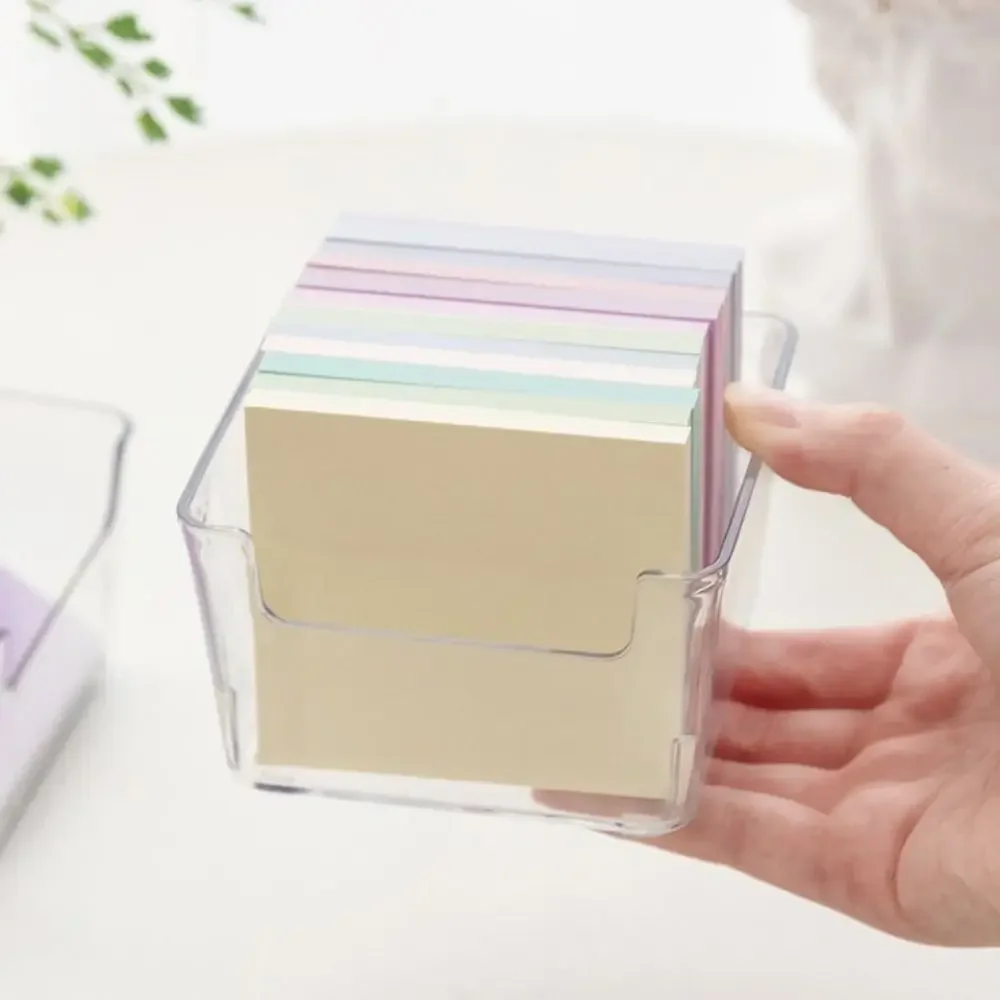 Simple Chic Acrylic Note Holder Efficient Transparent Clear Note Box Waterproof Card Paper Desk Organizer Office