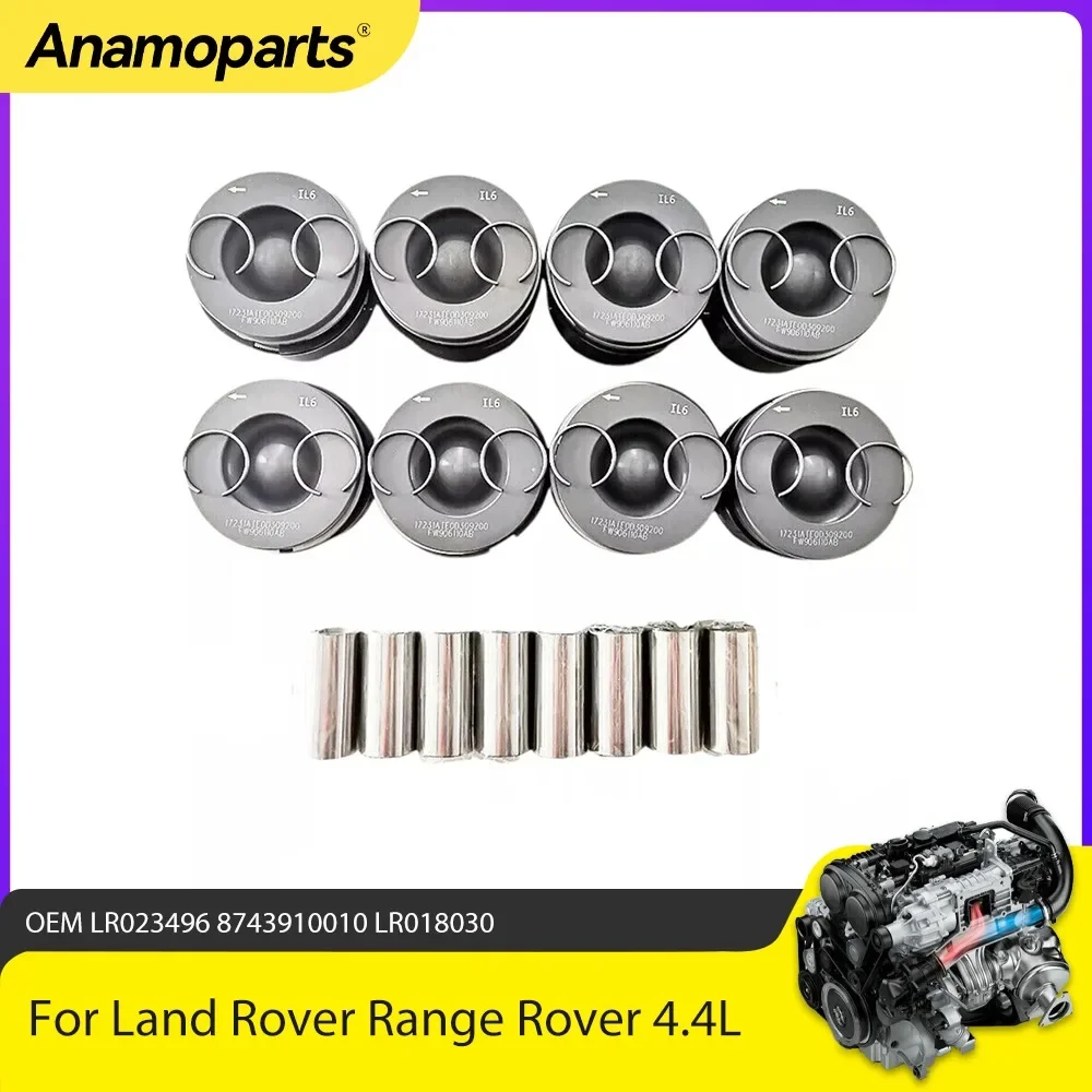 Engine part 8pcs Pistons With Rings Kit Fit 4.4 L V8 Diesel For Land Rover Range Rover Sport 448DT 4.4L L322 L405 12-23 LR023496