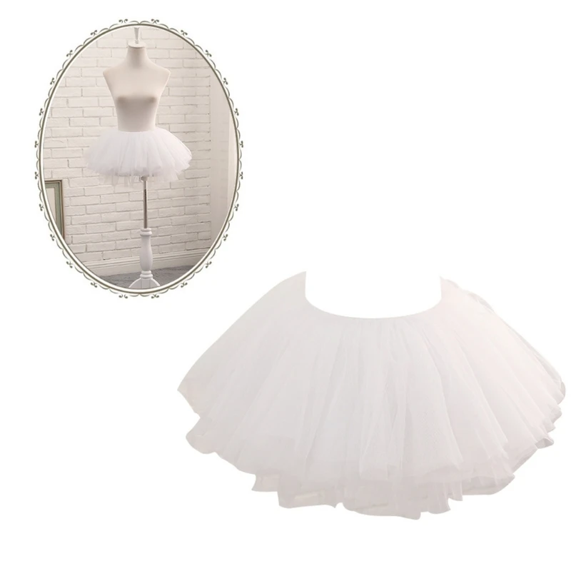 Sottoveste gonna mini tutù in tulle arruffato a strati da donna per costume da festa cosplay