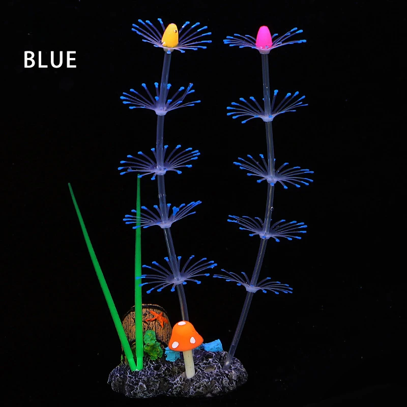 Simulation Aquatic Plants Fluorescent Silicone Water Grass Fish Tank Landscape Aquarium Decoration Coral Landscaping Home Decor