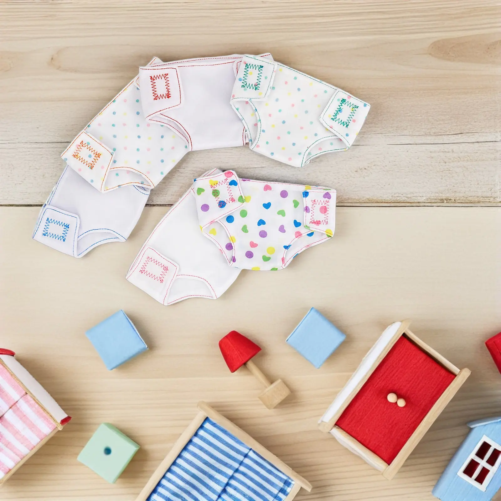 

6Pcs Diapers Baby Diapers Accessories for 18 Inch Nappies Mini Changing Pants Pretend Play Toys for Girls