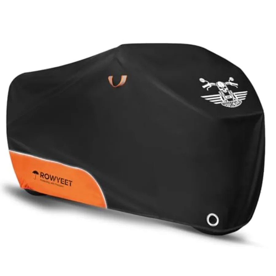 

Motorcycle Cover Waterproof Outdoor Storage with Lock-Holes, Storage Bag and Night Reflective Design, All Season Protection Pow