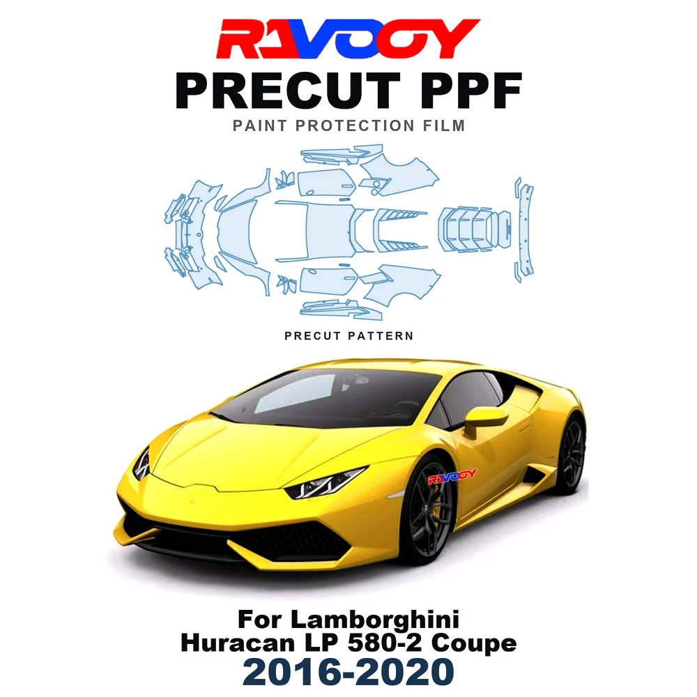 Precut PPF For Lamborghini Huracan LP 580-2 Coupe 2016-2020 8.5mil TPU Paint Protection Film Hood Bonnet Bumper Headlight Roof