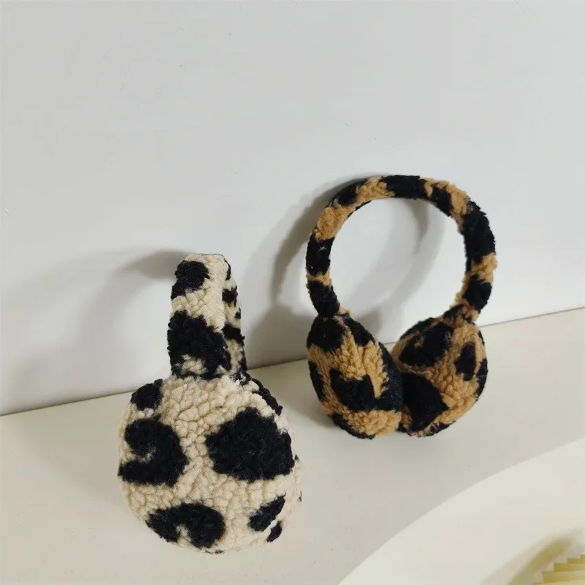 الأصلي موضة الشتاء ليوبارد طباعة غطاء للأذنين للنساء الفتيات فو الفراء رقيق الأذن تدفئة طوي الأذن يغطي الدراجات في الهواء الطلق #4