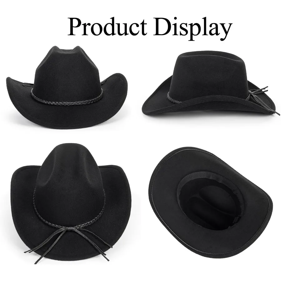 Винтажная ковбойская шляпа в стиле вестерн для мужчин и женщин, шляпы-федоры с широкими полями и плетеной веревочной лентой, идеально подходящая для уличных родео-кантри