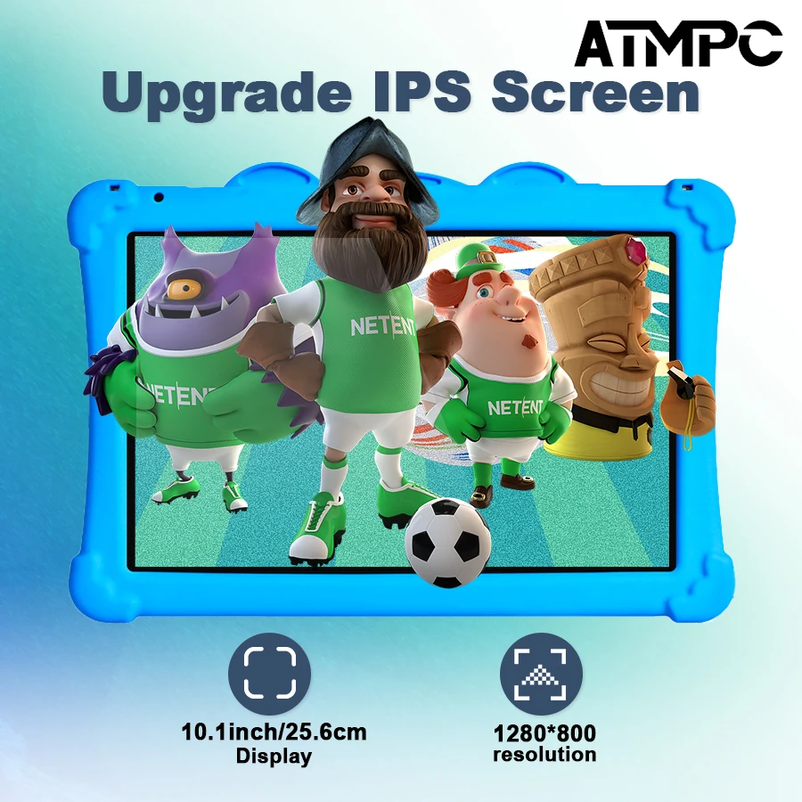 ATMPC Kids Tablet PC, 10.1 Inch Android 14, 3GB RAM 32GB ROM, IPS Screen, Eye Protection, WiFi 6, iWawa Parental Control Tablet