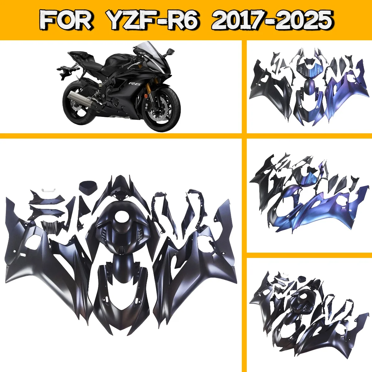 

Комплект обвесов из ABS-пластика для Yamaha YZF R6 2017-2025: полный комплект сменных обтекателей и кузовных элементов на заказ