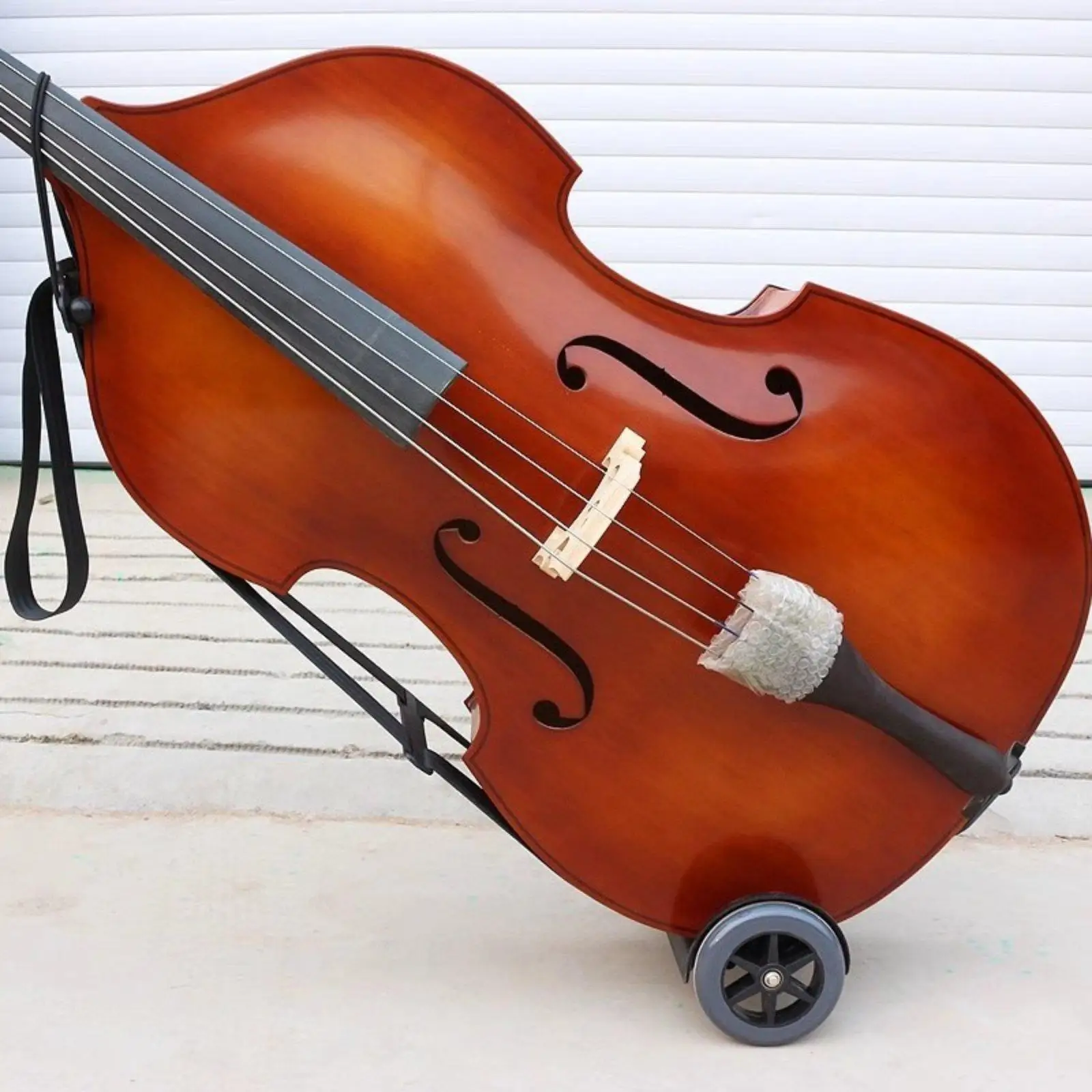 Upright Double Bass Cart Easy to Transport Indoors Outdoors Adjustable Strap