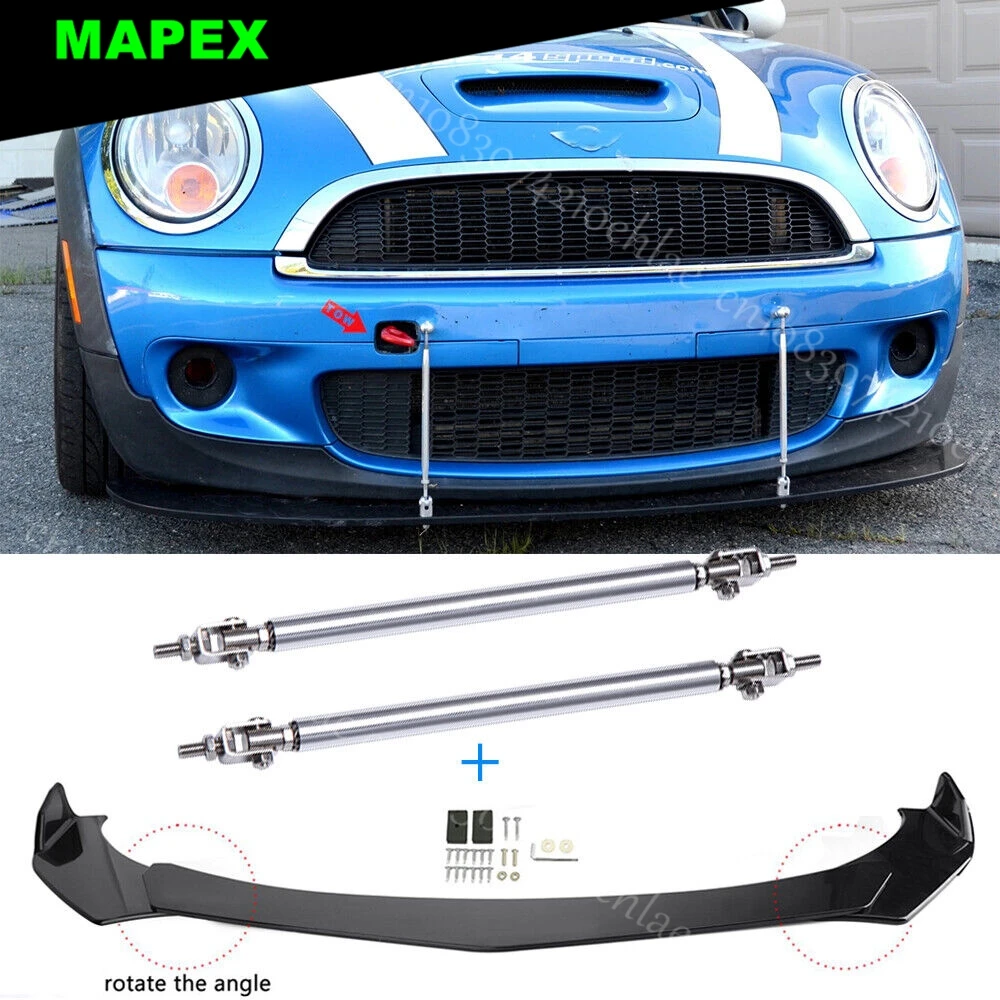 For MINI COOPER R53 R56 R60 F56 F60 Front Bumper Lip Splitter Spoiler+ Strut Rod