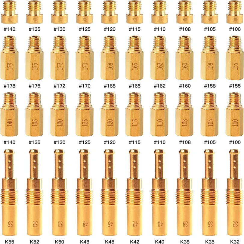 40PCS Carburetor Main Jet Slow Pilot Jet Kit Include 30pcs Main Jets and 10pcs Slow Pilot Jet for PWK Keihin OKO CVK Crab