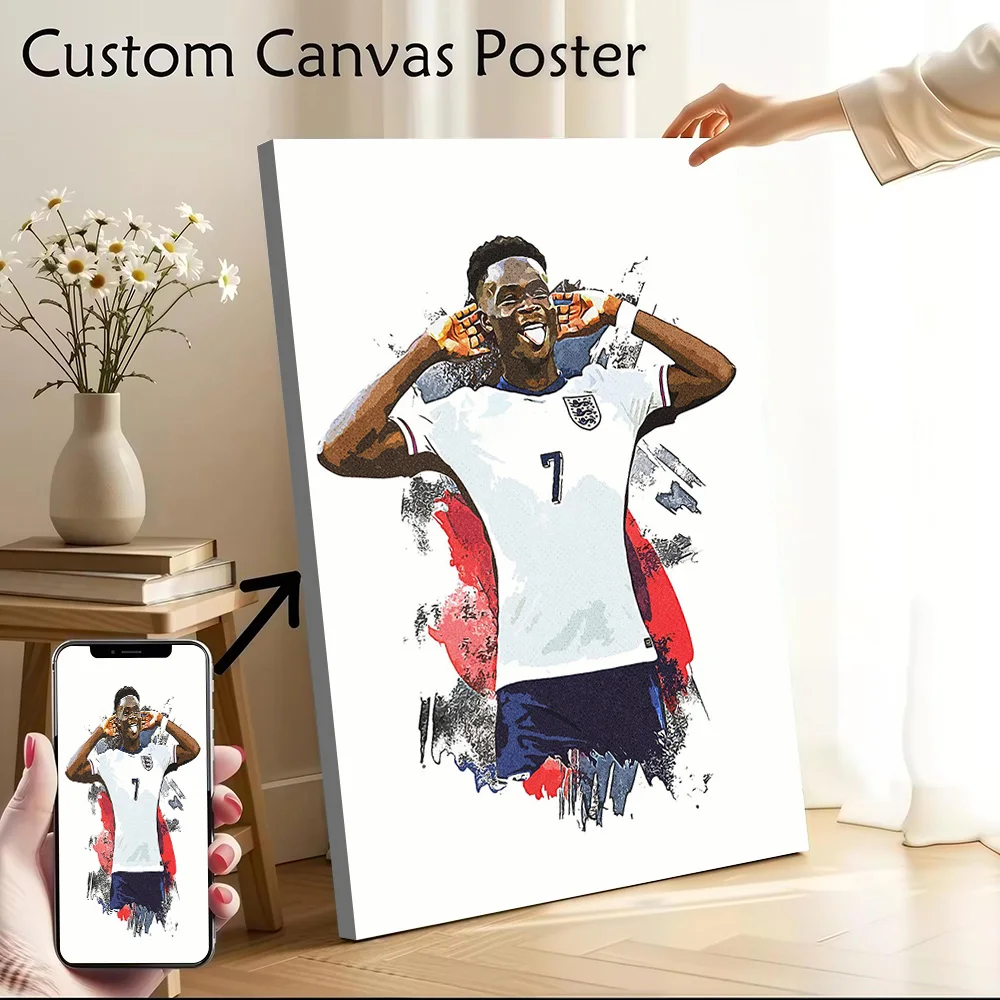 Bukayo Saka Euro Canvas Poster Customizable Printed Canvas Painting Wall Art for Fans Room Decoration Aesthetic Wand Deko Home