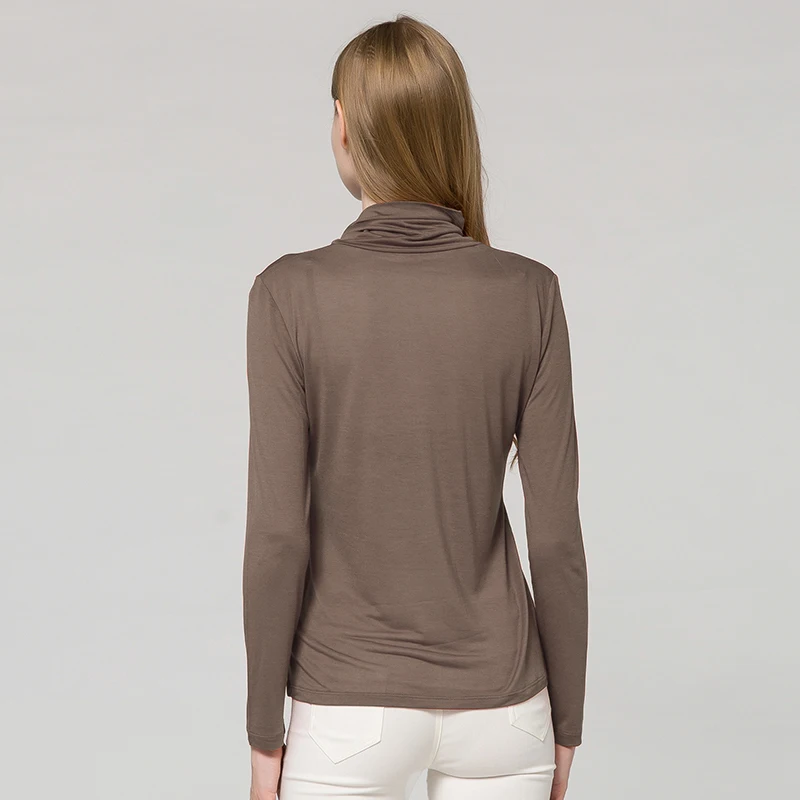Autumn/Winter New Arrival 90% Silk Cashmere Base Layer Slim-Fitting Turtleneck Long-Sleeve Warm Top
