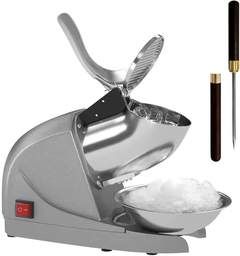 

Electric 3 Blades Ice Shaver, 380W, 286lbs/hr Snow Cone Machine, Splash-Proof, Easy Clean, Home Use